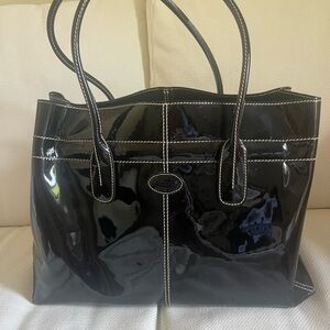 Tod's Black Patent Leather D Bag Tote